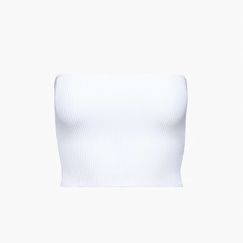 Babaton Sculpt Knit Cropped Tube Top (White)